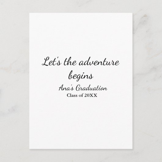 lets the adventure begins graduation class of 20XX ポストカード (正面)