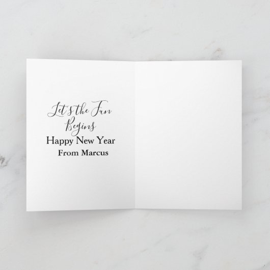 lets the fun begins happy new year name year simpl カード (内部)