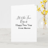 lets the fun begins happy new year name year simpl カード (黄色い花)