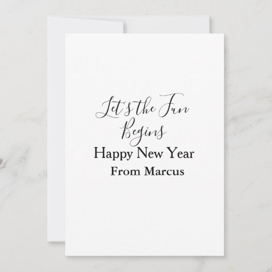lets the fun begins happy new year name year simpl シーズンカード (正面)