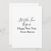 lets the fun begins happy new year name year simpl シーズンカード (正面/裏面)