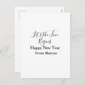 lets the fun begins happy new year name year simpl シーズンポストカード (正面/裏面)