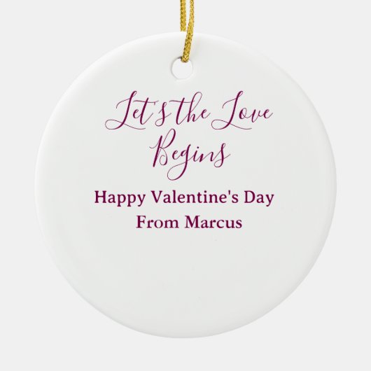 lets the fun begins happy new year name year simpl セラミックオーナメント (正面)