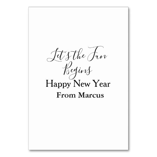 lets the fun begins happy new year name year simpl テーブルナンバー (正面)