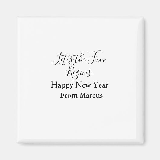 lets the fun begins happy new year name year simpl マグネット (正面)