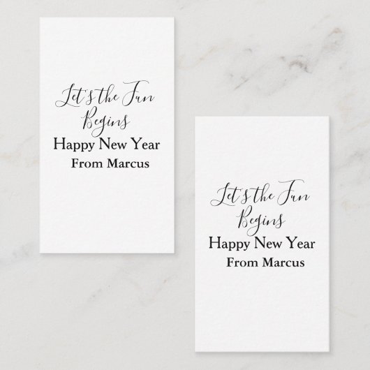 lets the fun begins happy new year name year simpl 名刺 (正面/裏面)
