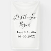 lets the fun begins wedding couple name date simpl 横断幕 (縦)