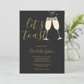 Let's Toast Bridal Shower Black And Gold QR Code 招待状 (スタンド正面)