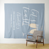 Let's Toast Bridal Shower Dusty Blue Backdrop タペストリー (インサイチュ(横))