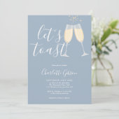 Let's Toast Bridal Shower Dusty Blue QR Code 招待状 (スタンド正面)