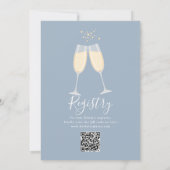 Let's Toast Bridal Shower Dusty Blue QR Code 招待状 (裏面)
