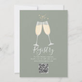Let's Toast Bridal Shower Sage Green QR Code 招待状 (裏面)