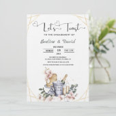 Let's Toast Engagement Party Watercolor Floral 招待状 (スタンド正面)