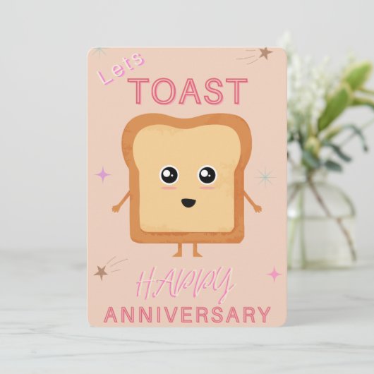 Lets Toast neutral Happy Anniversary greeting card 案内状 (スタンド正面)