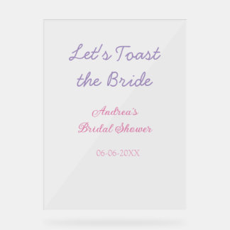let's toast the bride bridal shower purple name da アクリルサイン