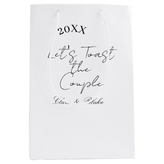 Let's toast the couple engagement wedding party ye ミディアムペーパーバッグ (正面)