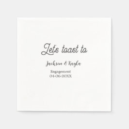 Let's toast to engagement party name date elegant  スタンダードカクテルナプキン