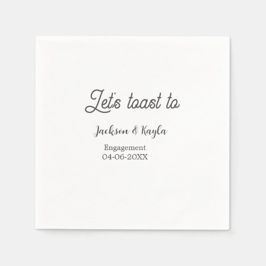 Let's toast to engagement party name date elegant  スタンダードカクテルナプキン (正面)