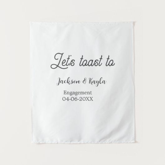 Let's toast to engagement party name date elegant  タペストリー (正面)