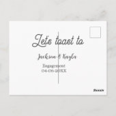 Let's toast to engagement party name date elegant  ポストカード (裏面)