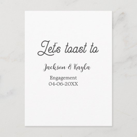 Let's toast to engagement party name date elegant  ポストカード (正面)