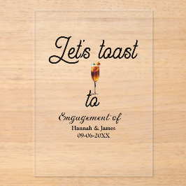 Let's toast to engagement party name date glass アクリル招待状