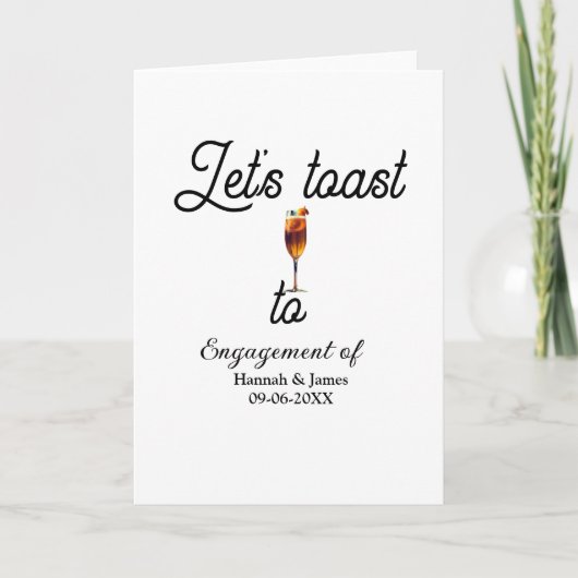Let's toast to engagement party name date glass カード (正面)