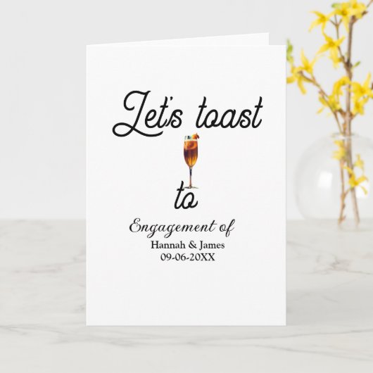 Let's toast to engagement party name date glass カード (黄色い花)