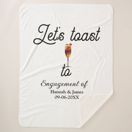 Let's toast to engagement party name date glass シェルパブランケット (正面)