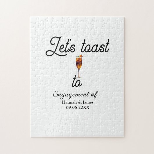 Let's toast to engagement party name date glass ジグソーパズル (縦)