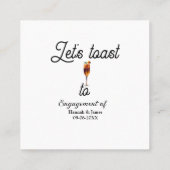 Let's toast to engagement party name date glass スクエア名刺 (裏面)