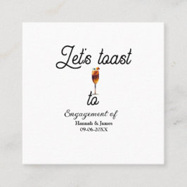 Let's toast to engagement party name date glass スクエア名刺
