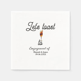 Let's toast to engagement party name date glass スタンダードカクテルナプキン