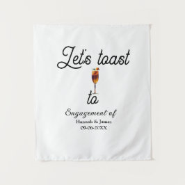 Let's toast to engagement party name date glass タペストリー