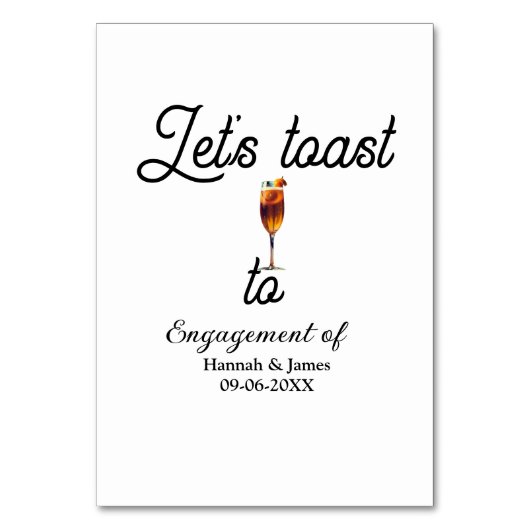 Let's toast to engagement party name date glass テーブルナンバー (正面)