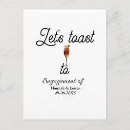 Let's toast to engagement party name date glass ポストカード