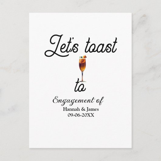 Let's toast to engagement party name date glass ポストカード (正面)
