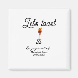 Let's toast to engagement party name date glass マグネット