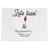 Let's toast to engagement party name date glass ラージペーパーバッグ (裏面)
