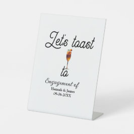 Let's toast to engagement party name date glass 台座サイン
