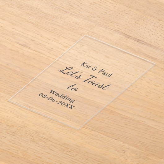Let's toast to wedding add name date simple couple アクリル招待状 (レイダウン)