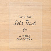 Let's toast to wedding add name date simple couple アクリル招待状 (正面)