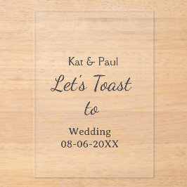 Let's toast to wedding add name date simple couple アクリル招待状