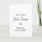 Let's toast to wedding add name date simple couple カード (正面)
