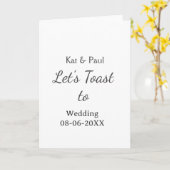 Let's toast to wedding add name date simple couple カード (黄色い花)