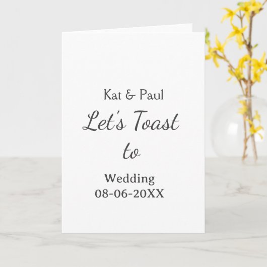 Let's toast to wedding add name date simple couple カード (黄色い花)