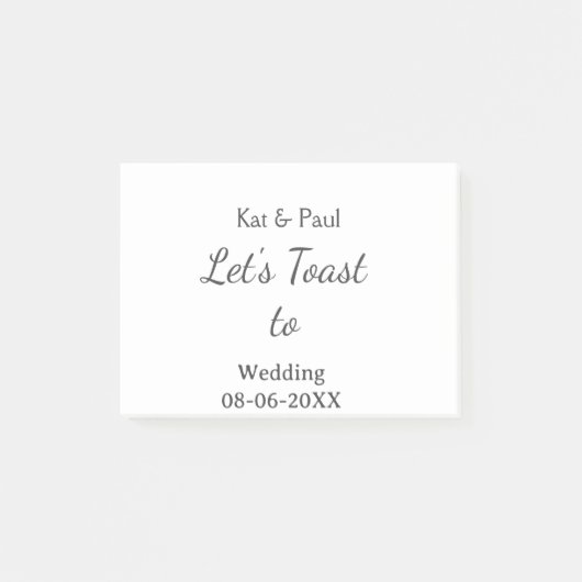 Let's toast to wedding add name date simple couple ポストイット (正面)