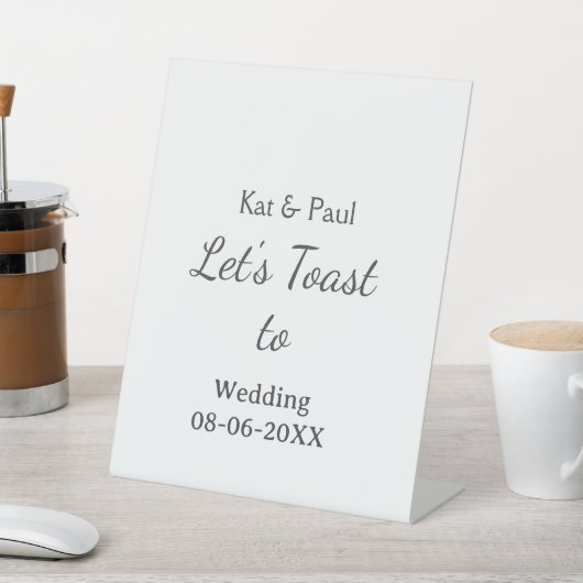 Let's toast to wedding add name date simple couple 台座サイン (インサイチュ)