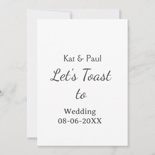 Let's toast to wedding add name date simple couple 招待状 (正面)