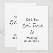 Let's toast to wedding add name date simple couple 招待状 (正面/裏面)